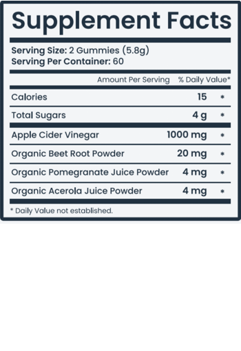 Private Label Apple Cider Vinegar Gummies Supplement Facts